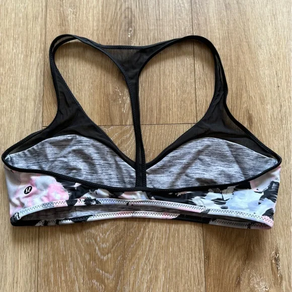 Lululemon Water: Salty Swim Sport Top Grapefruit/Mini Oki Gray Bikini UPF 50+ - Picture 4 of 5